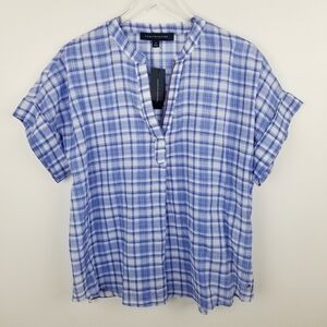 Tommy Hilfiger Blue Plaid Lightweight Top NWT